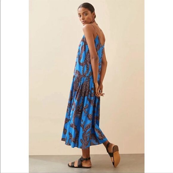 Anthropologie x ATSU Flounced Paisley Midi Dress Size XS - Picture 6 of 10